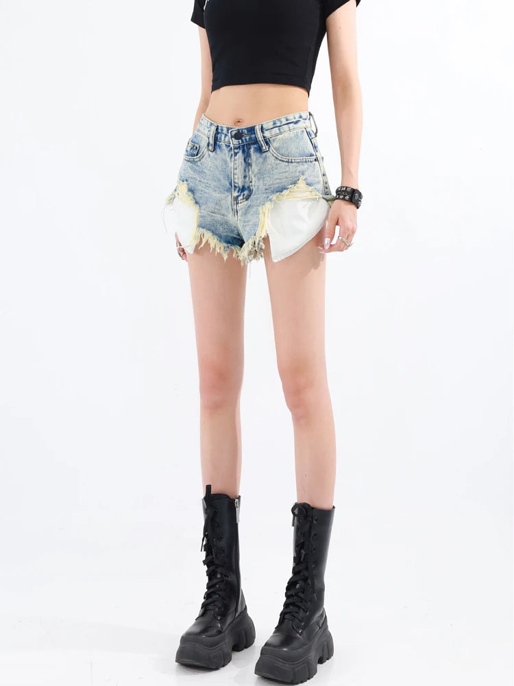 Grunge Tasseled Denim Shorts