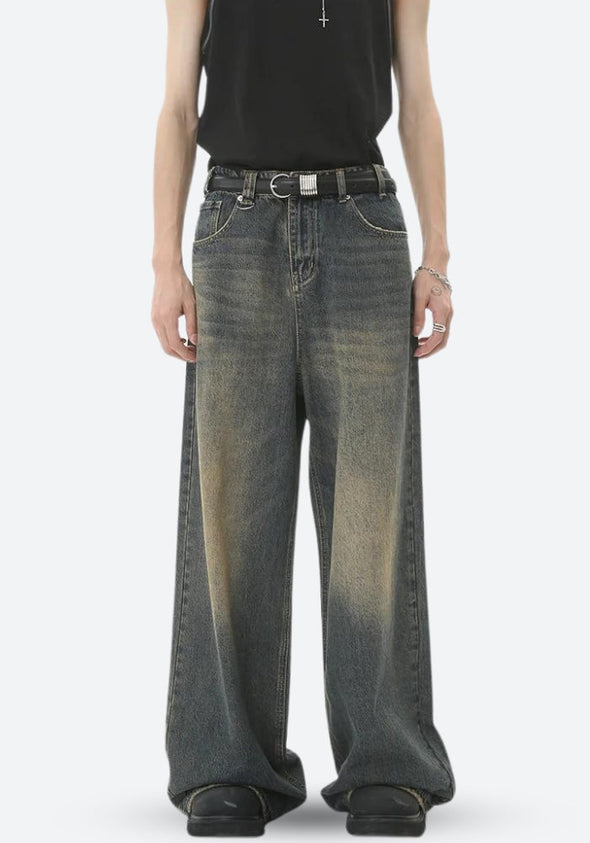 Grunge Destroyed Wide Leg Jeans