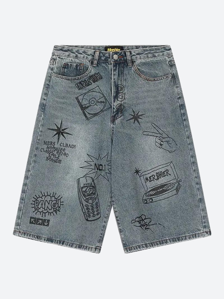 Grunge Wide Leg Denim Shorts - Litlookz Studio