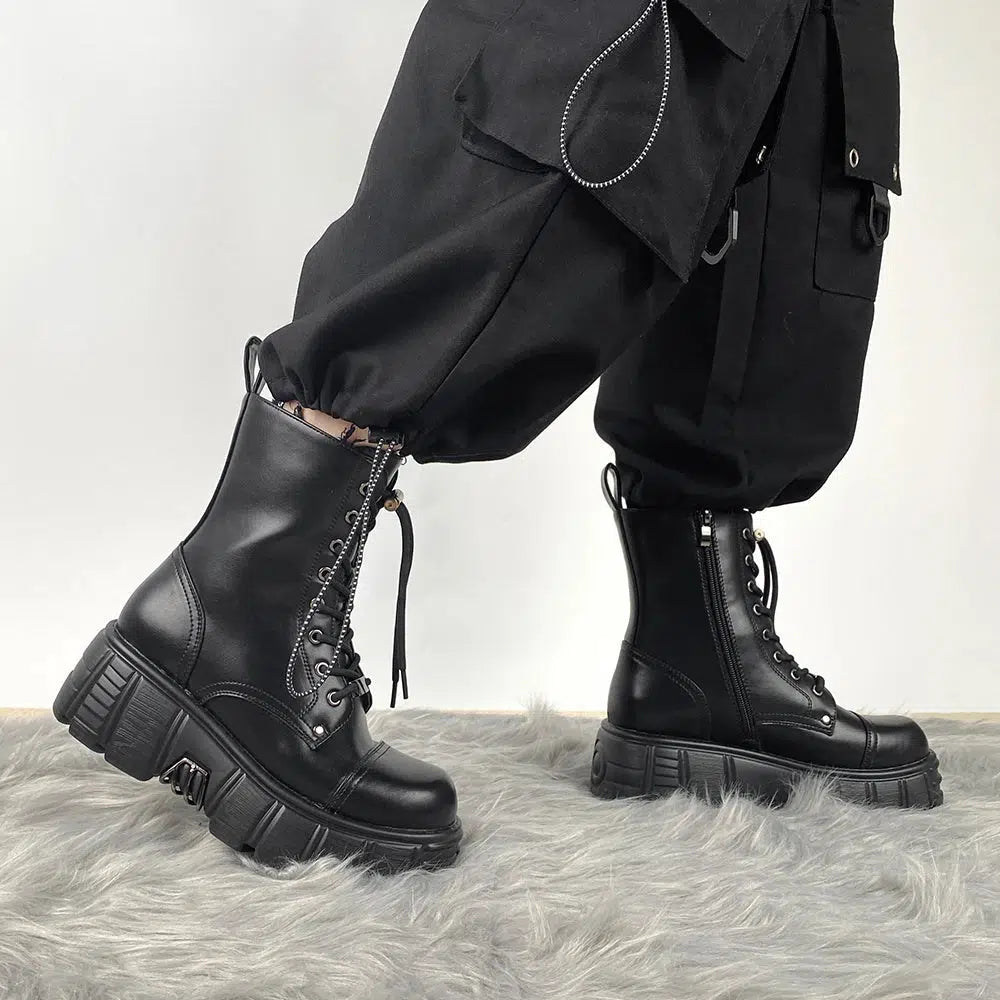 Grunge Zip-Up Platform Combat Boots - Litlookz Studio
