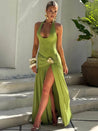 Halter Bodysuit & Maxi Skirt Two Piece Set