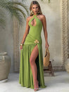 Halter Bodysuit & Maxi Skirt Two Piece Set