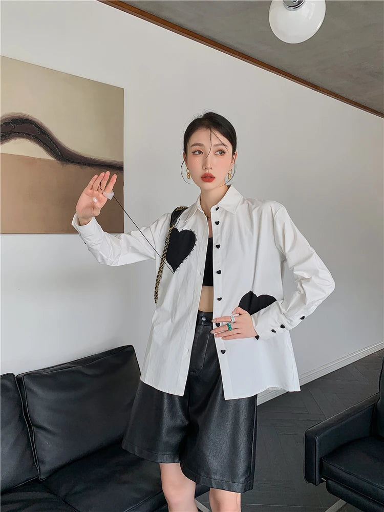 Heart Patch Button-Up Shirt