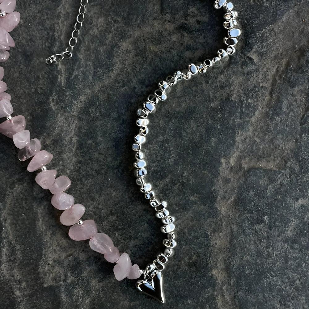 Heart Rose Quartz Necklace
