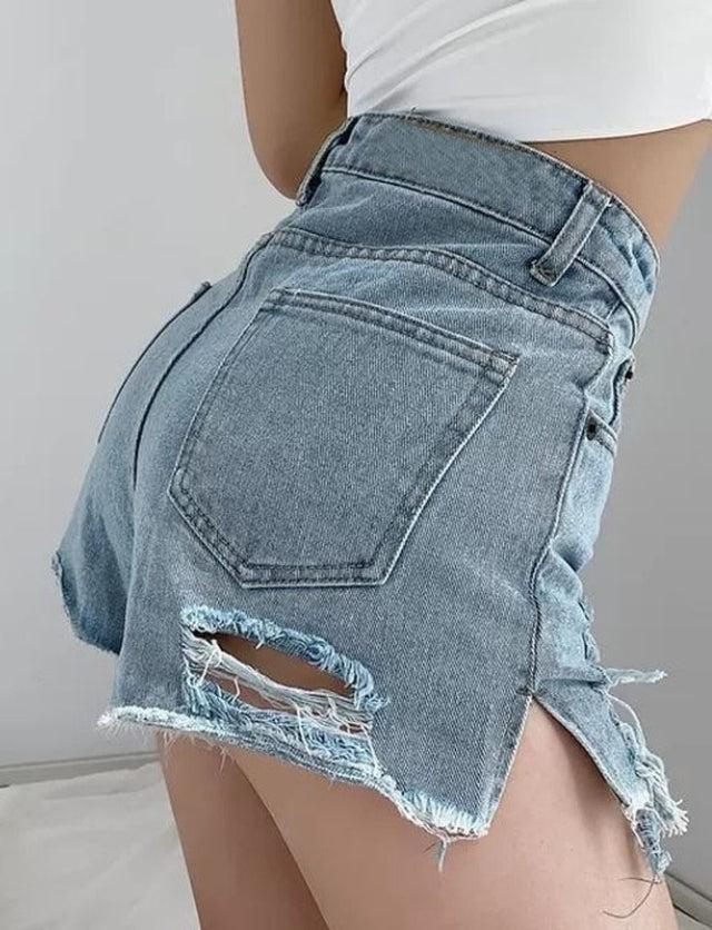 High Waist Extra Distressed Jean Shorts