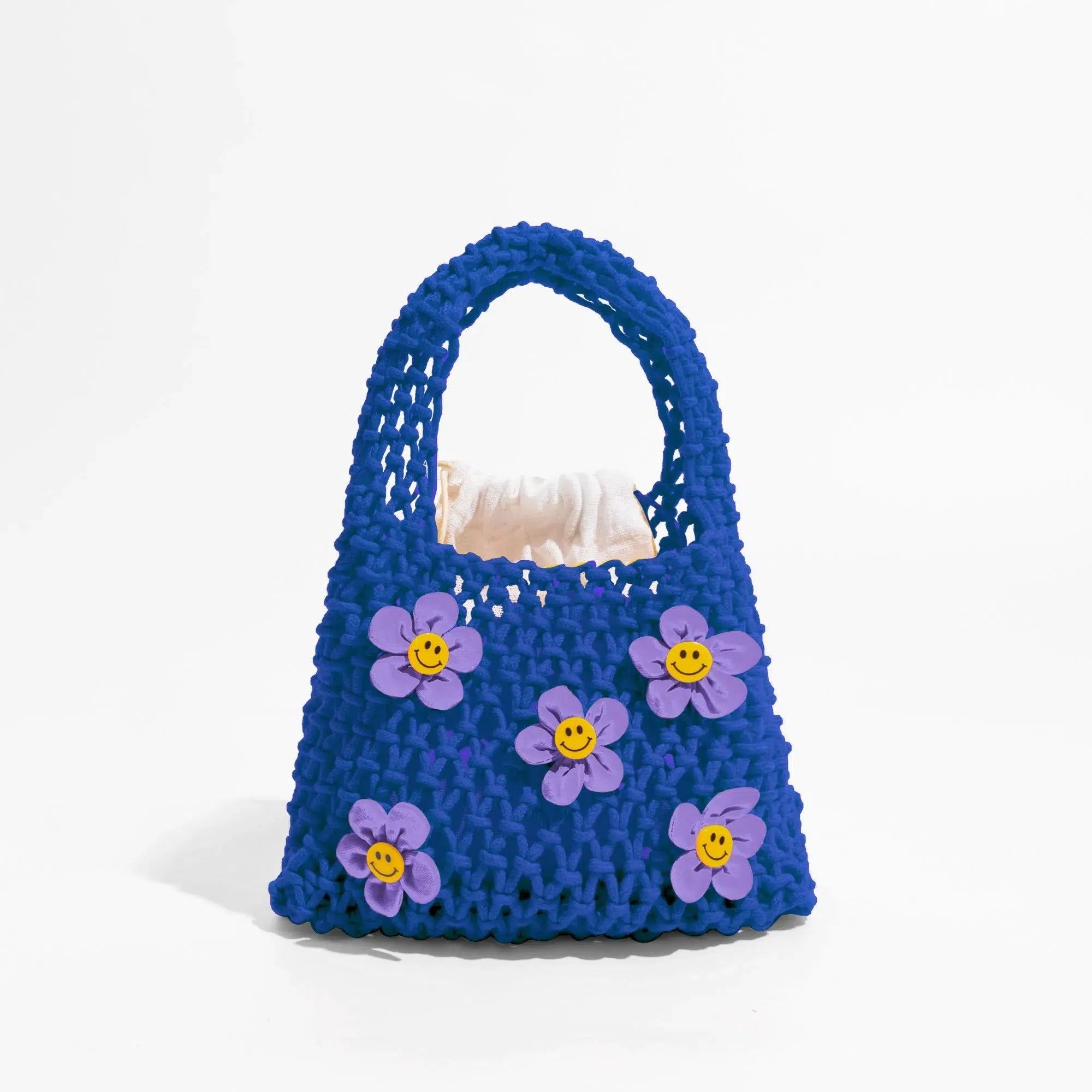 Indie Smiley Flowers Crochet Bag