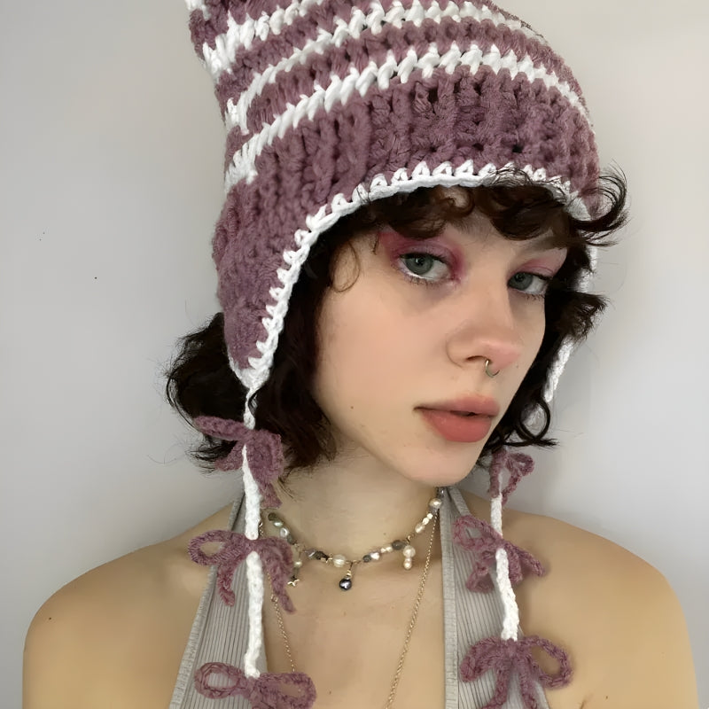 Kawaii Cat Ear Knitted Beanie - Litlookz Studio