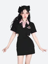 Kawaii Cherry Cut Out Mini Polo Dress