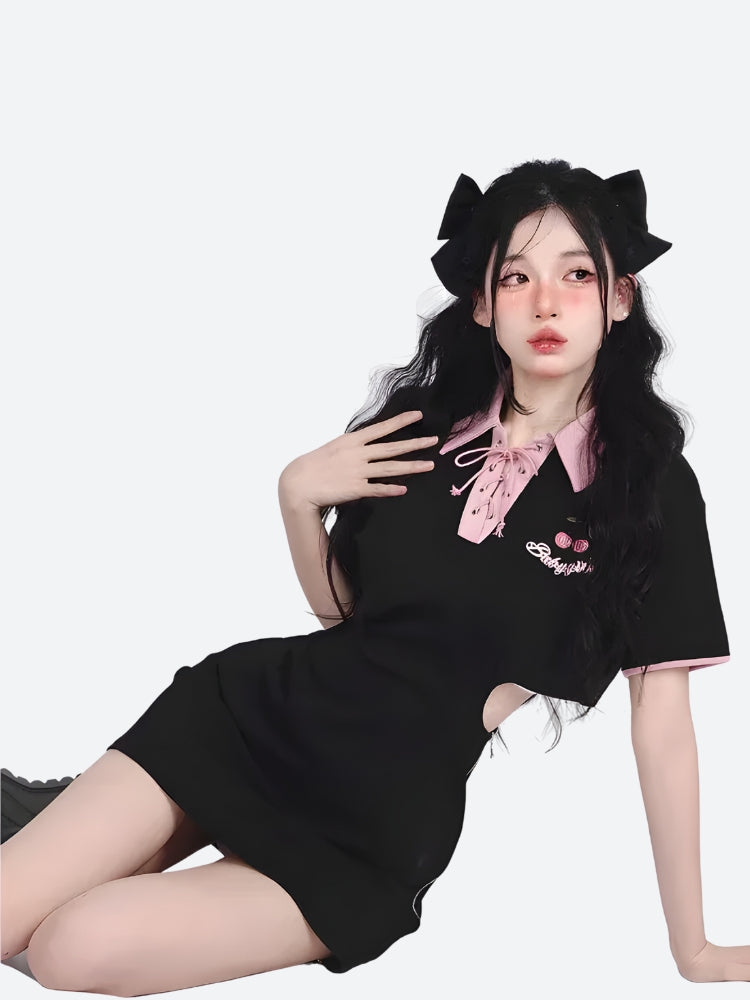 kawaii t shirt dress Pastel Memphis T-shirt Dress: Yami Kawaii Geometric Clothing