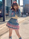 Kawaii Layered Denim Mini Skirt