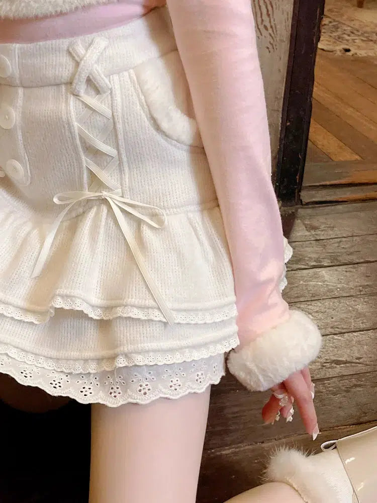 Kawaii Ruffled Layered Lace Mini Skirt