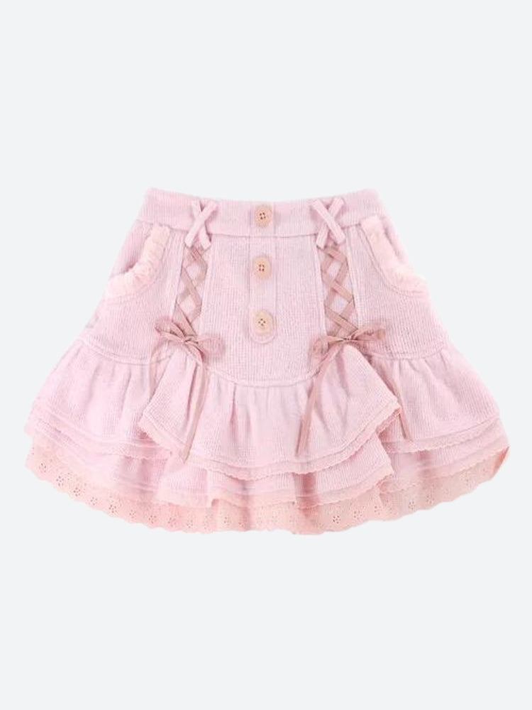 Kawaii Ruffled Layered Lace Mini Skirt