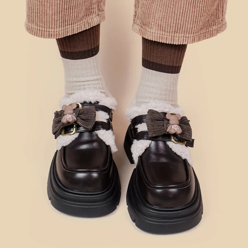 Kawaii Teddy Bear Platform Oxford Shoes