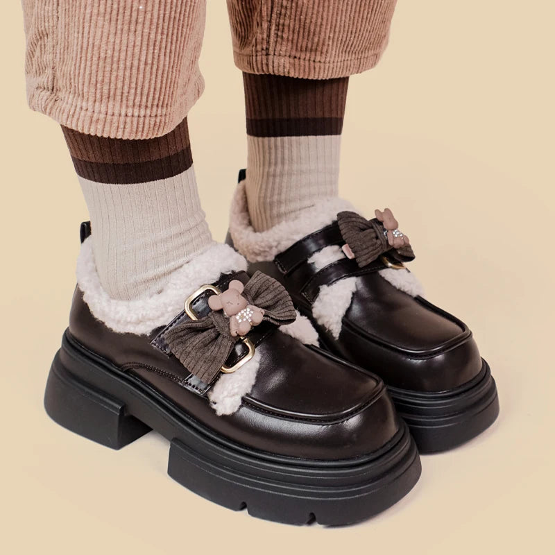 Kawaii Teddy Bear Platform Oxford Shoes