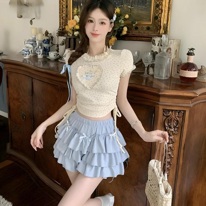 Kawaii Top & Ruffled Mini Skirt Two Piece Set – Litlookz Studio