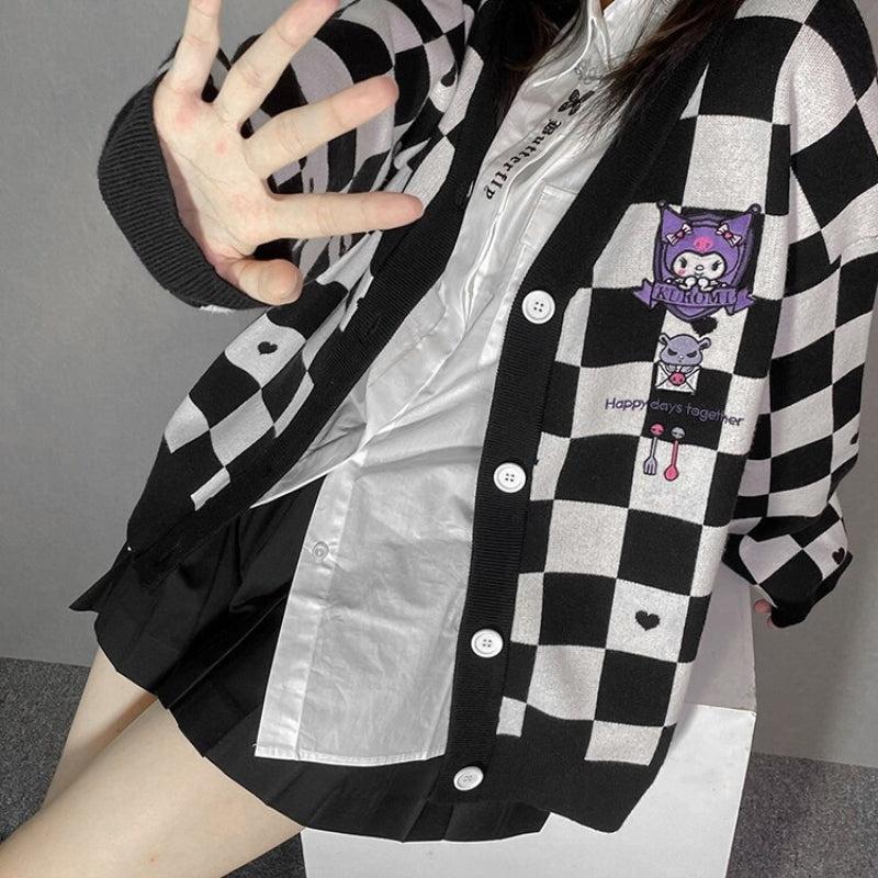 Kuromi Buttoned Black Cardigan - Litlookz Studio