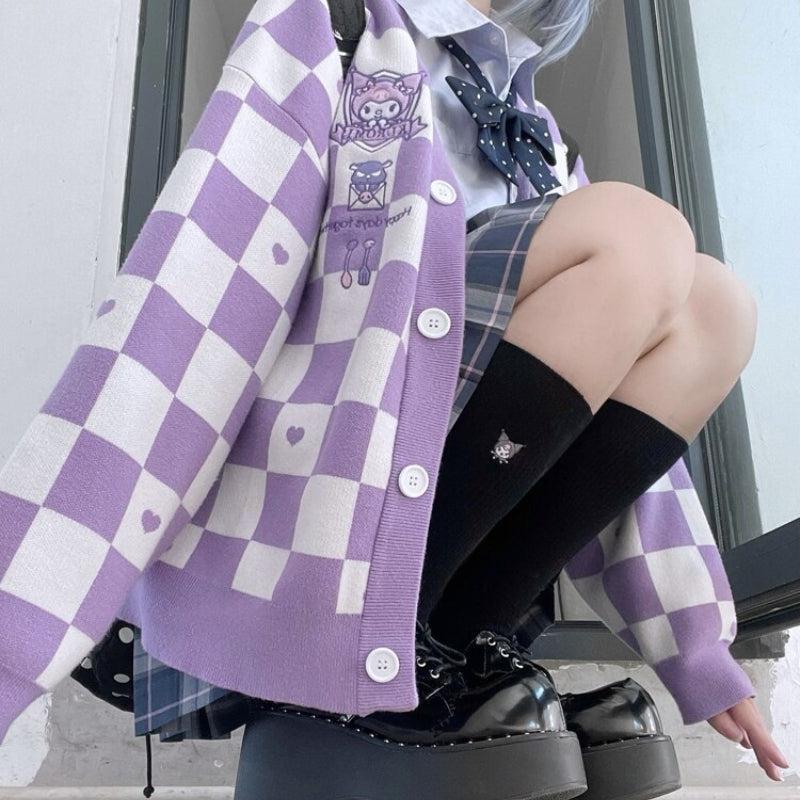 Kuromi Buttoned Purple Cardigan