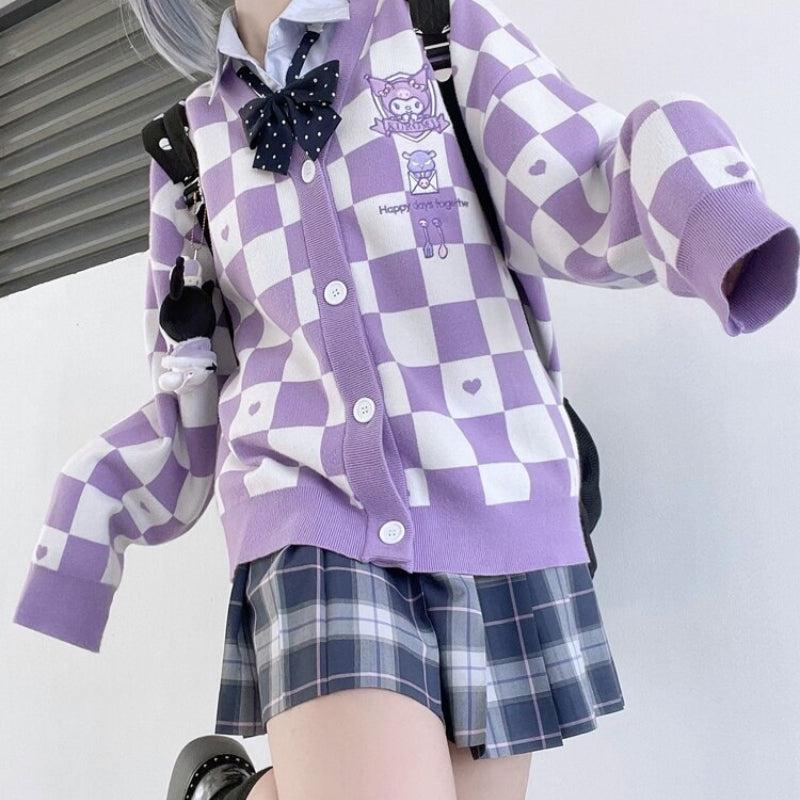 Kuromi Buttoned Purple Cardigan