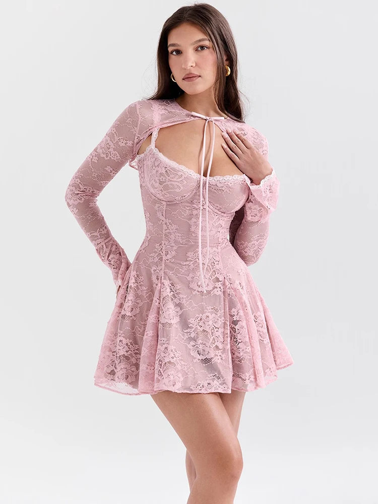 mini dress with bolero Lace Bolero Mini Dress