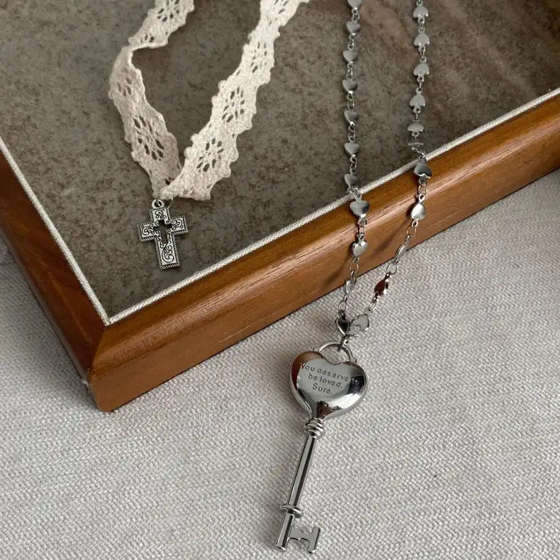 Shop Lace Choker & Heart Lock Necklace - Litlookz Studio