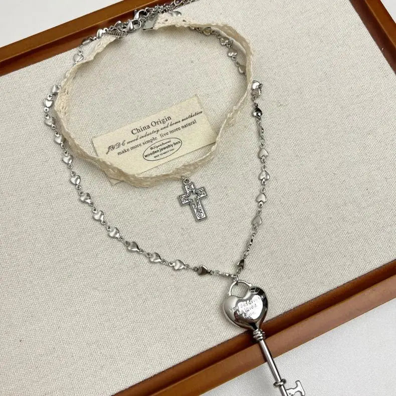 Shop Lace Choker & Heart Lock Necklace - Litlookz Studio