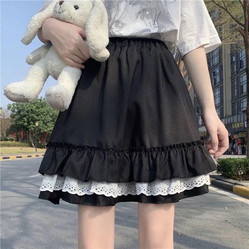 Lace Detailed Ruffle Mini Skirt