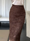 Lace Pencil Midi Skirt