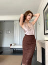 Lace Pencil Midi Skirt