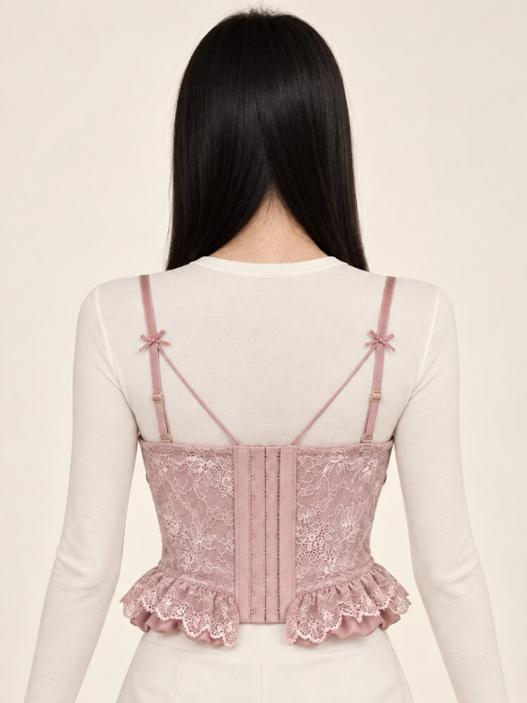 Lace Ruffle Corset Top