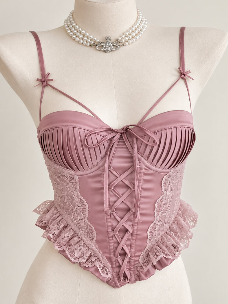 Lace Ruffle Corset Top