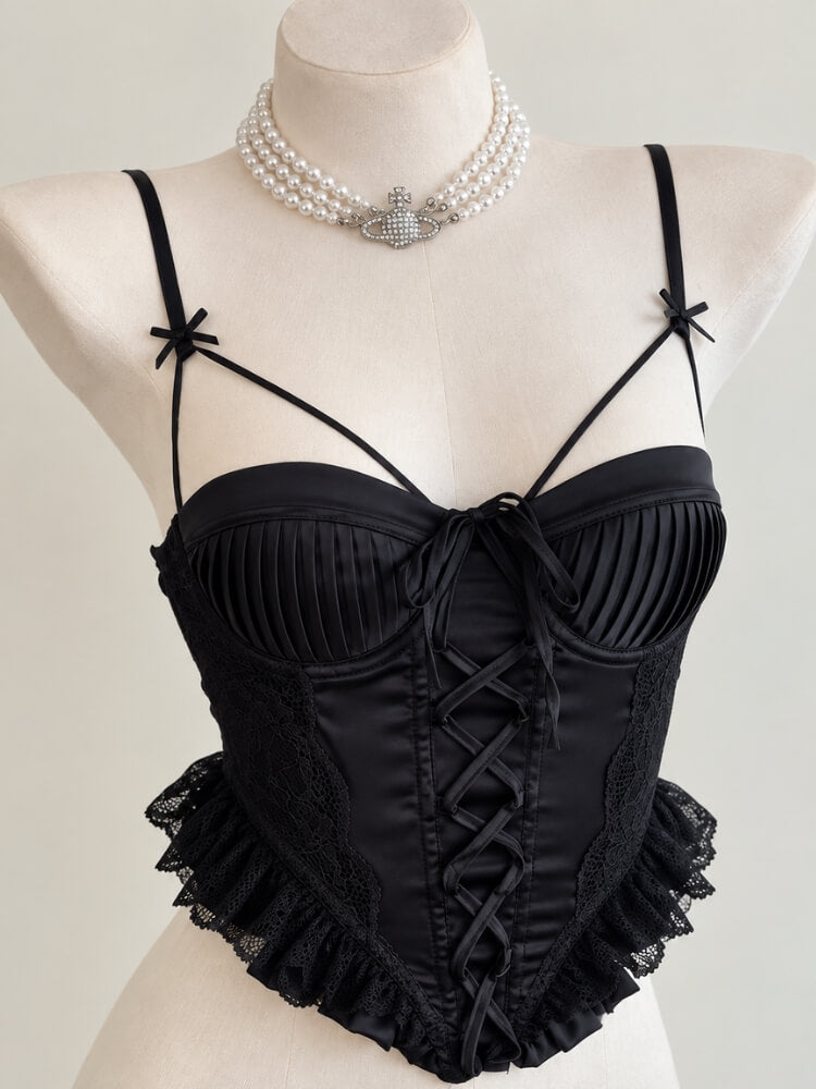 Lace Ruffle Corset Top