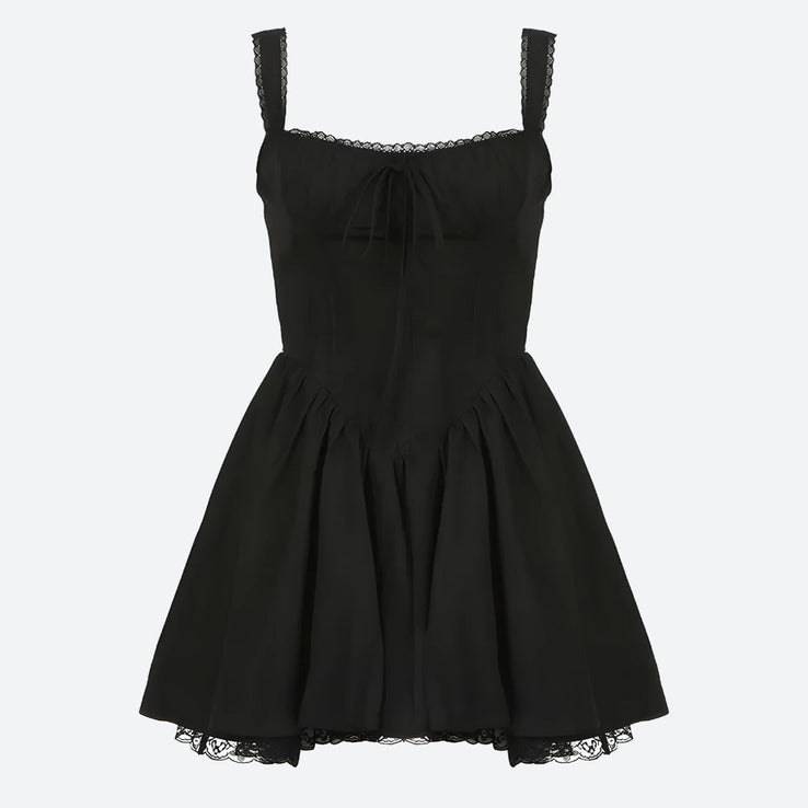 Mini Corset Dress With Ruffled Skirt And Fitted Bodice - White