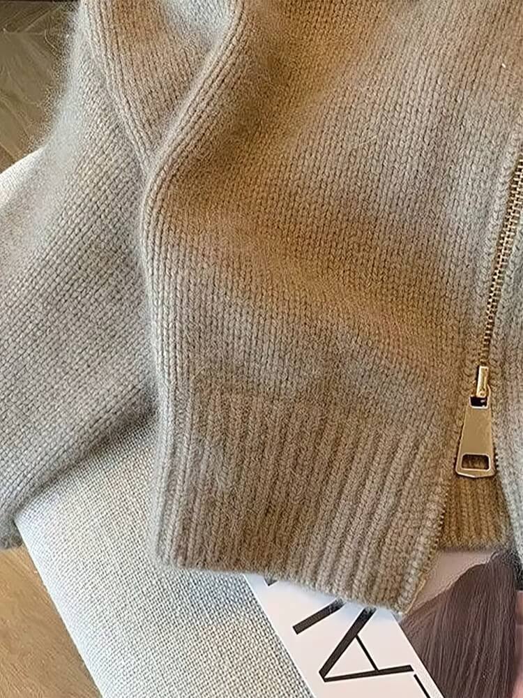 Leather Collar Fuzzy Jacket