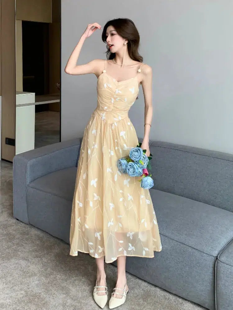 yellow mesh midi dress JPG Fuzzi Yellow Mesh Midi Dress