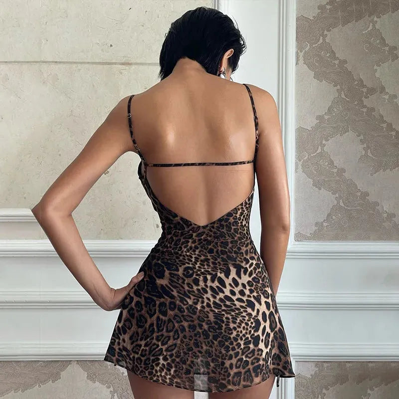 Leopard Backless Mini Dress - Litlookz Studio Leopard Backless Mini Dress - Litlookz Studio
