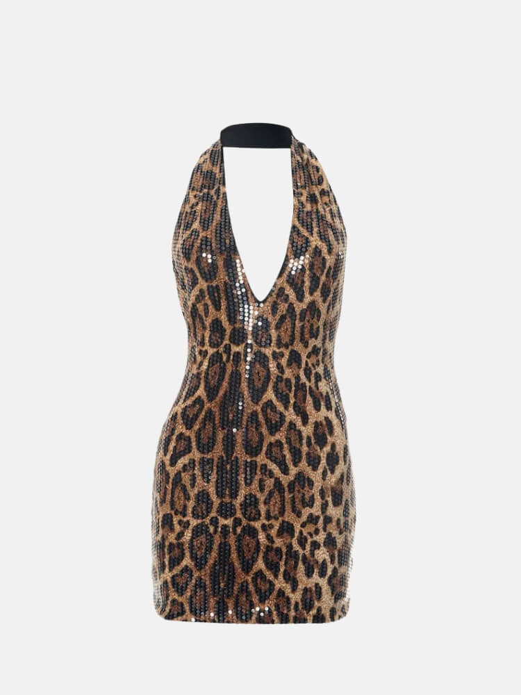 Leopard Halter Mini Dress
