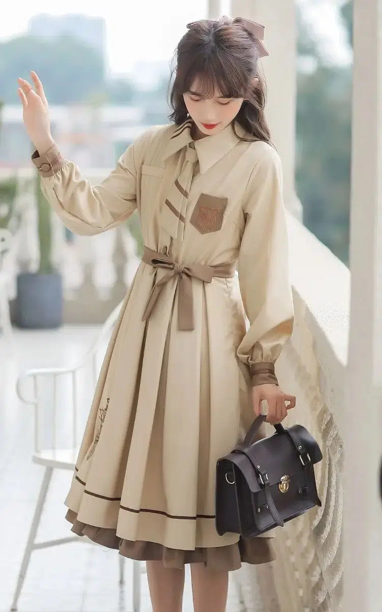 beige uniform dress Light Academia Midi Army uniform Size:14M Filter_Style:Kids Dancing Queen 1724 Navy Light academia aesthetic Button