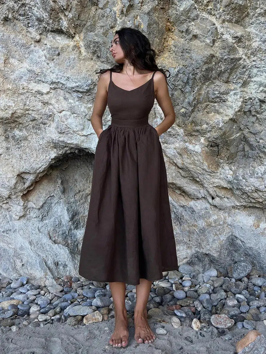 Linen Midi Dress - Litlookz Studio Linen Midi Dress - Litlookz Studio