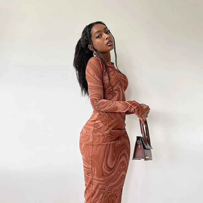 Marble Swirl Maxi Dress