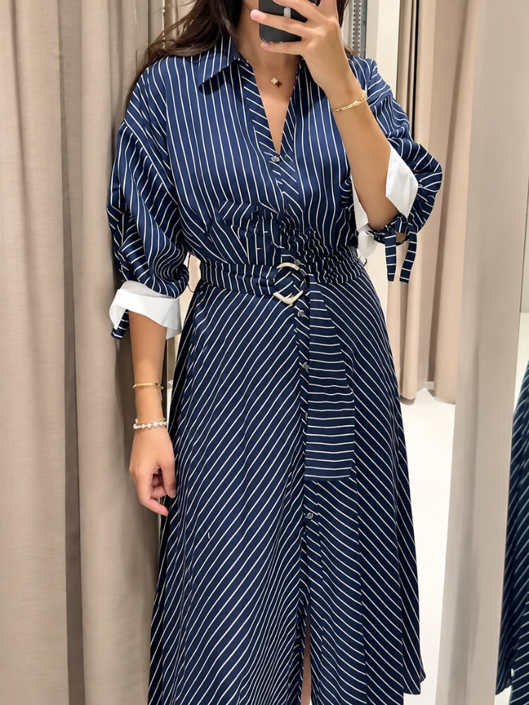 Marseille Stripe Midi Dress