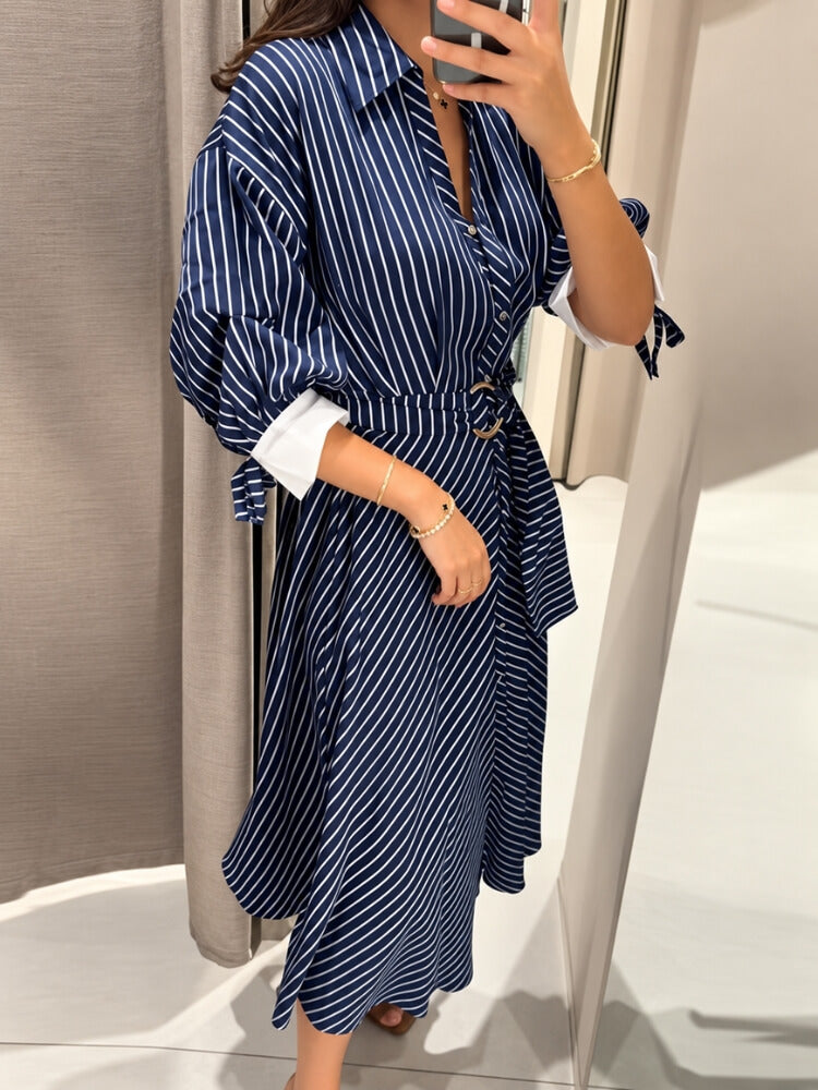 Marseille Stripe Midi Dress