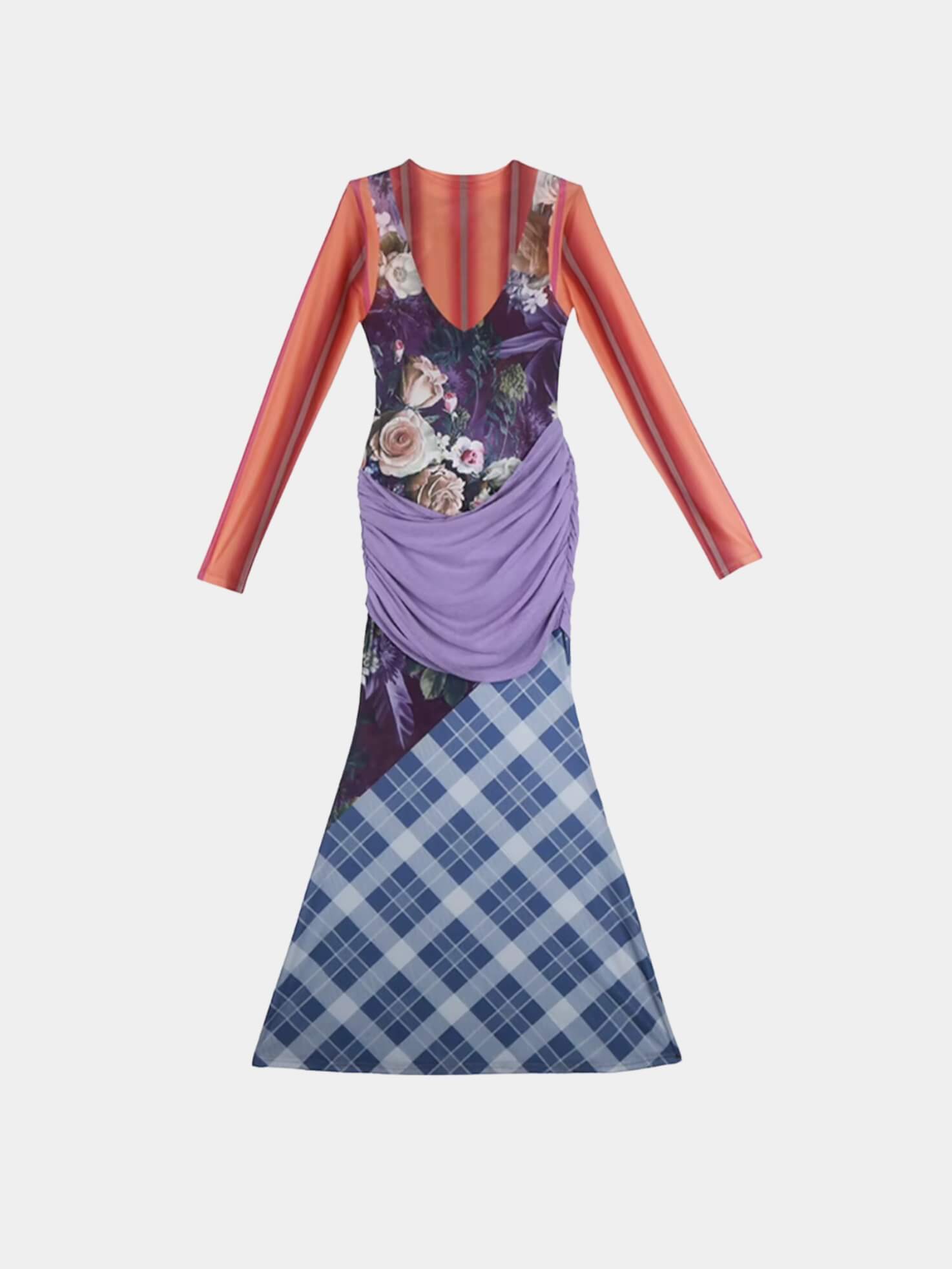 Shop Mesh Patchwork Maxi Dress