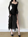 Mesh Split Midi Dress