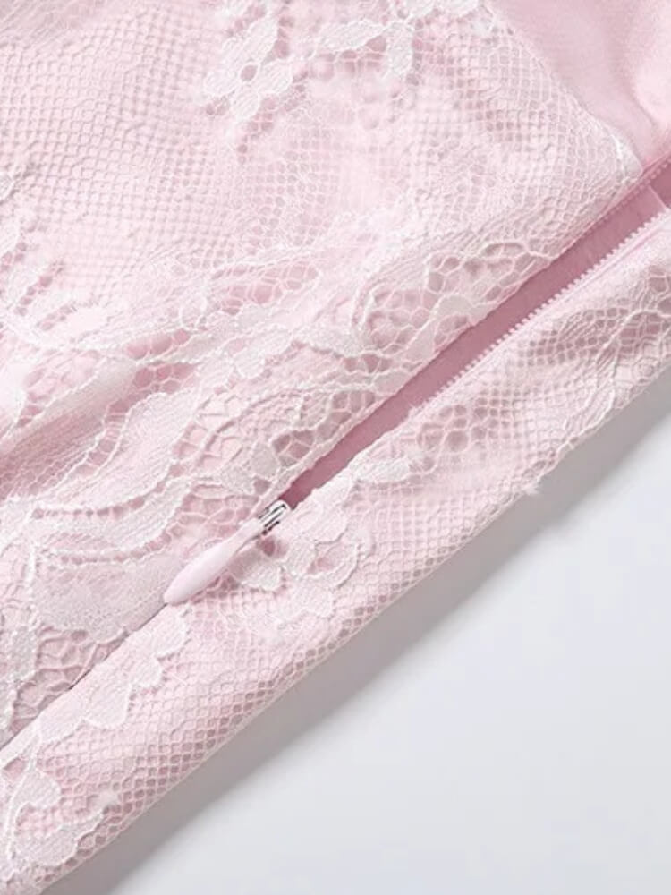 Metallic Corset Top & Lace Mini Skirt
