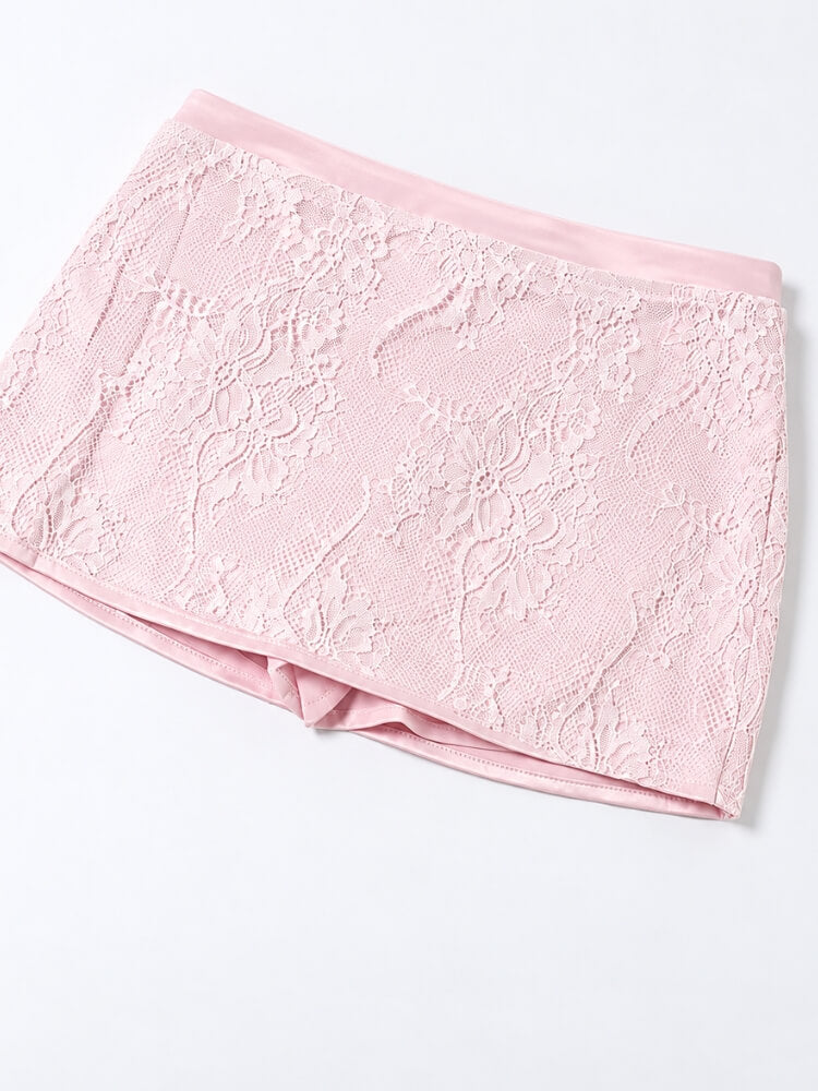 Metallic Corset Top & Lace Mini Skirt