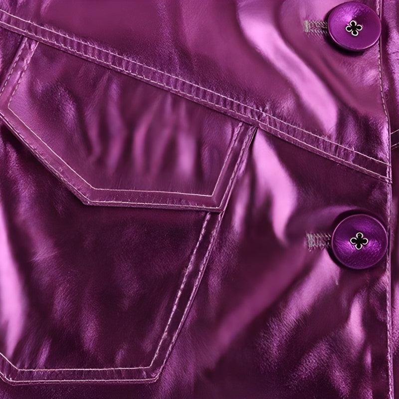 Metallic Fuchsia Faux Leather Jacket