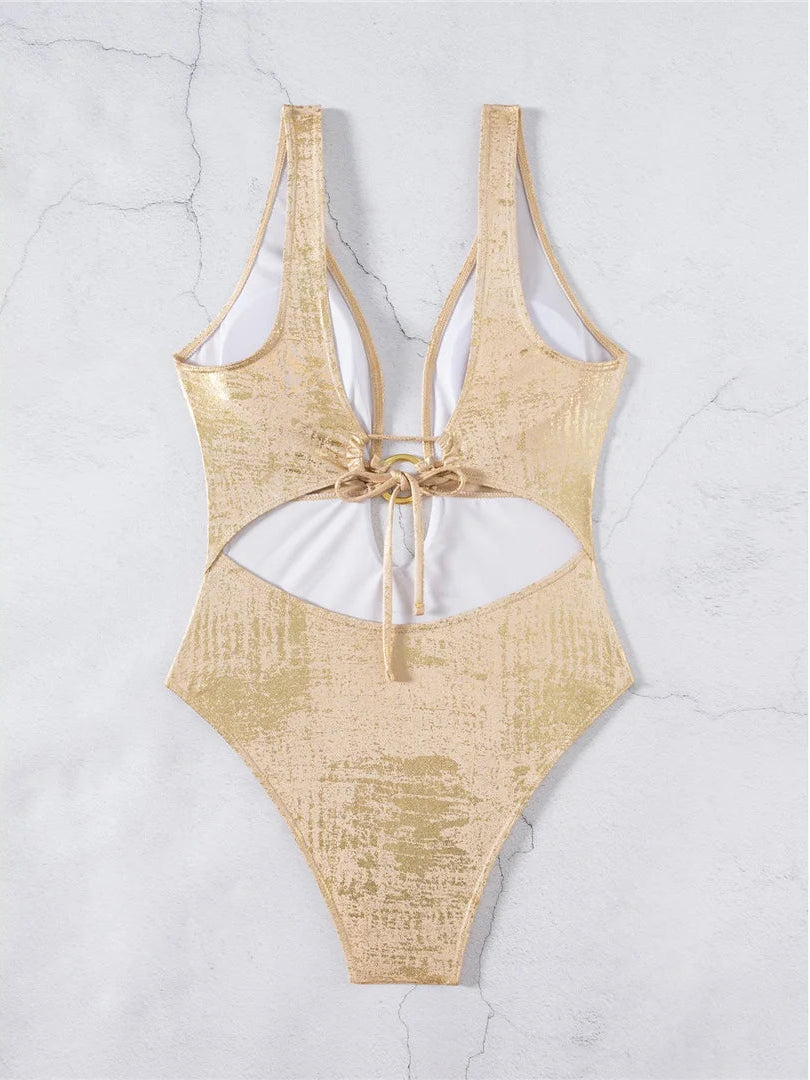 Metallic Gold One Piece Swimsuit