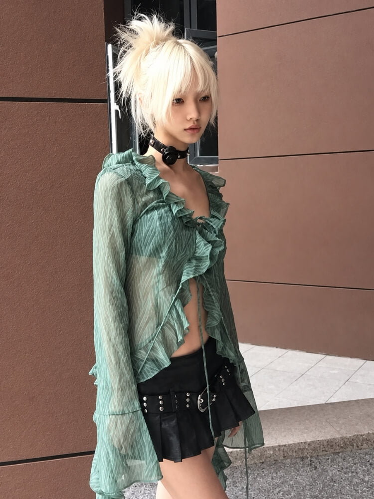 Moss Fairy Ruffle Blouse