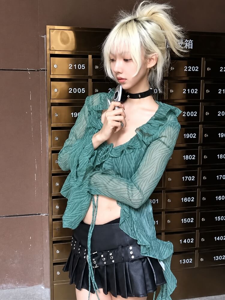 Moss Fairy Ruffle Blouse