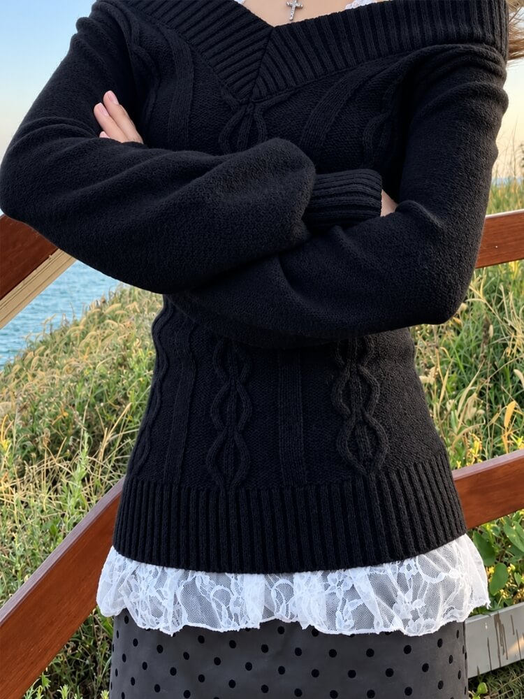 Off Shoulder Cable Sweater
